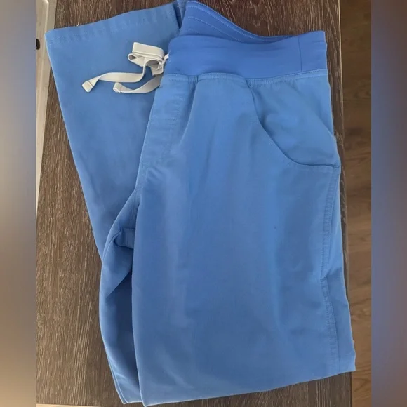 Figs Kade Women's Light Blue Straight-Leg Scrub Pants with Drawstring medium - Picture 4 of 8